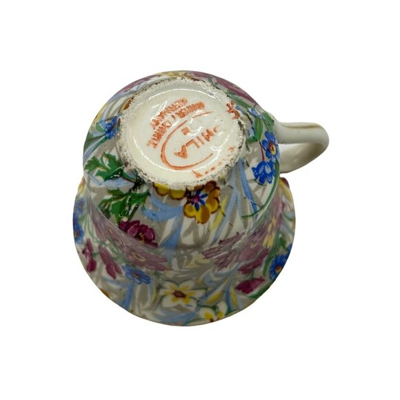 Vintage Flat Demitasse Cup & Saucer Sussex Cherry Chintz by Erphila Germany #3 - Picture 12 of 15